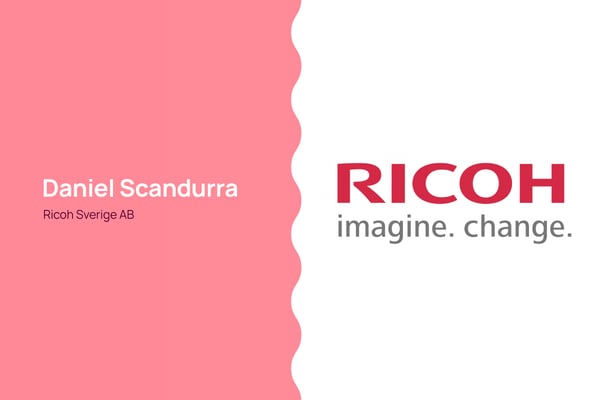 På bilden syns Ricohs logotyp.