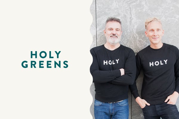 Bild på Holy Greens logotyp och Foto på Nebojsa och David från Holy Greens 