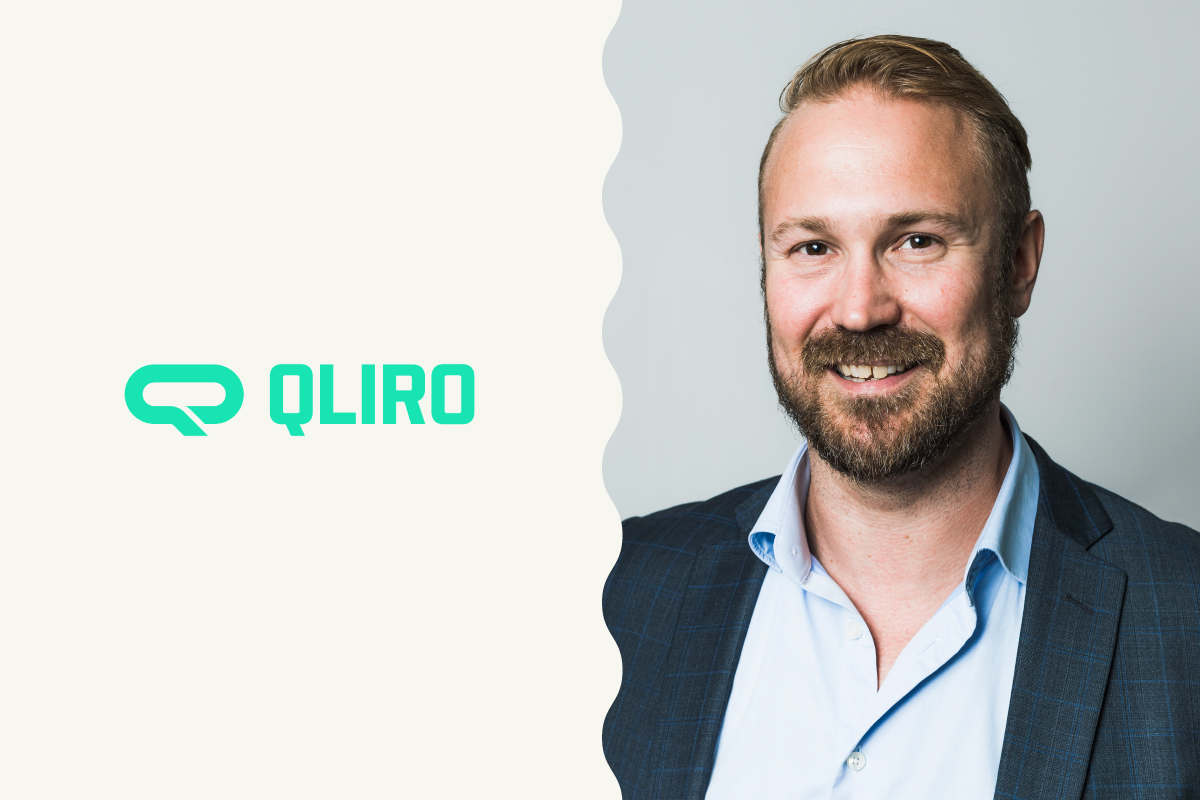 Bild på Qliro:s logotyp samt Eric Jagaeus, Head of cloud & IT operations på Qliro