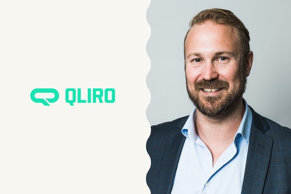 Bild på Qliro:s logotyp samt Eric Jagaeus, Head of cloud & IT operations på Qliro